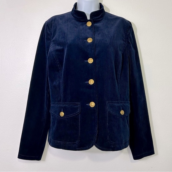 Ralph Lauren Womens Size 14 Navy Blue Corduroy Blazer Jacket - Picture 1 of 8